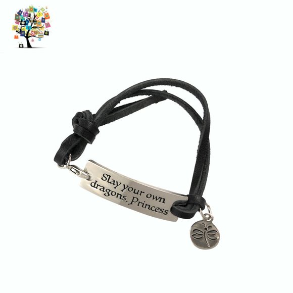 Leather Bracelet "Slay Your Own Dragon Princess" to Motivate and Inspire - Picture 3 of 5